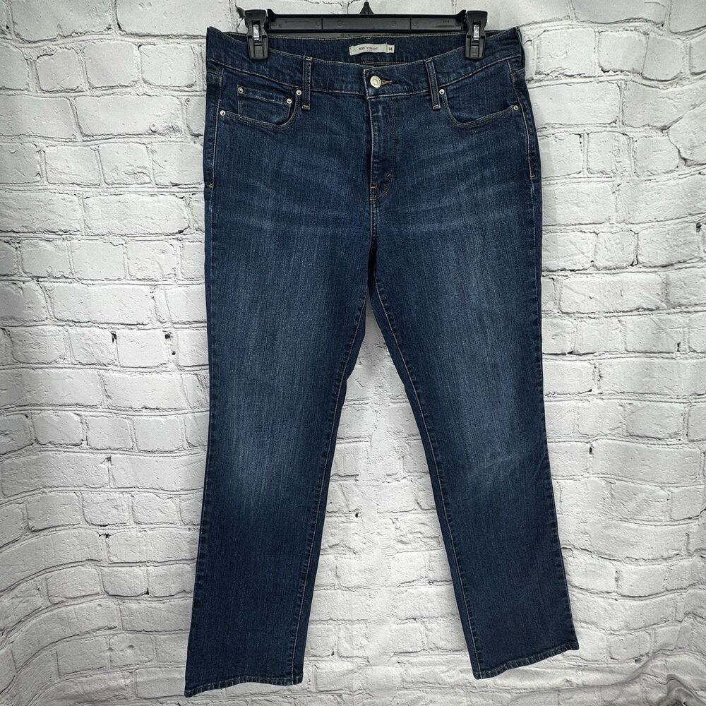 Levis 505 Jeans Womens 14 Blue Straight Leg Stretch Denim Mid Rise Classic